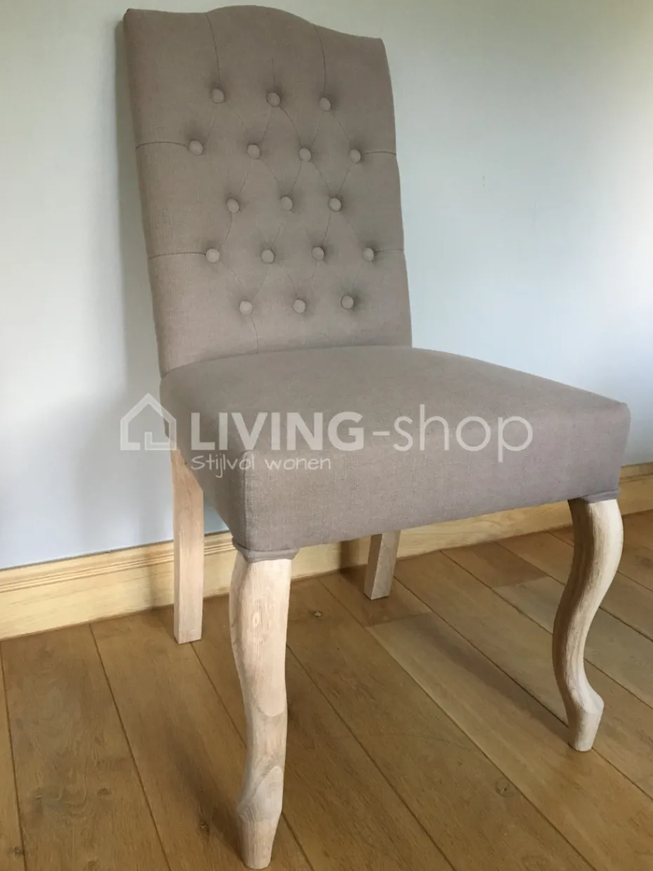 TIMELESS LIVING Taupe landelijke eetkamerstoel met knopen