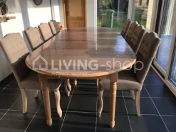 TIMELESS LIVING Taupe landelijke eetkamerstoel met knopen