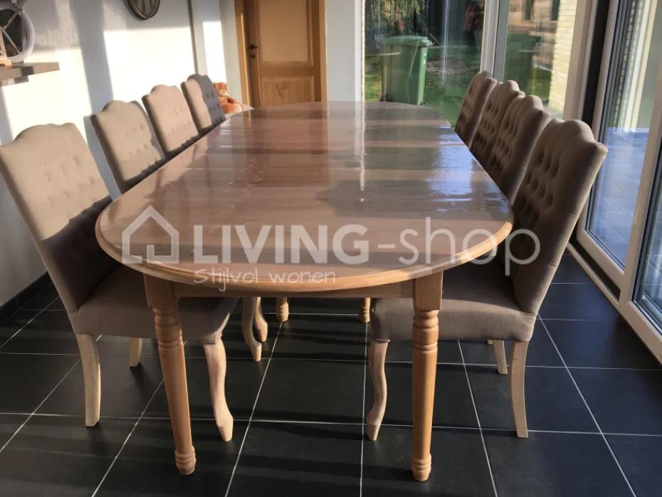 TIMELESS LIVING Taupe landelijke eetkamerstoel met knopen