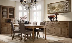 TIMELESS LIVING Taupe landelijke eetkamerstoel met knopen
