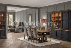 TIMELESS LIVING Taupe landelijke eetkamerstoel met knopen