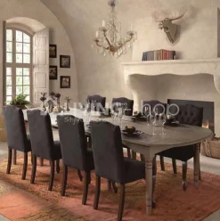 TIMELESS LIVING Taupe landelijke eetkamerstoel met knopen