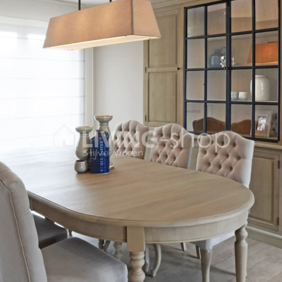 TIMELESS LIVING Taupe landelijke eetkamerstoel met knopen
