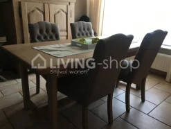 TIMELESS LIVING Taupe landelijke eetkamerstoel met knopen