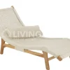J-LINE Teak sunlounger ligbed geweven ligzetel met kussen