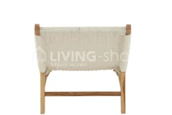 J-LINE Teak sunlounger ligbed geweven ligzetel met kussen