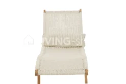 J-LINE Teak sunlounger ligbed geweven ligzetel met kussen