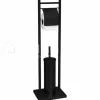J-LINE Toiletrolhouder met toiletborstel zwart wc papier houder