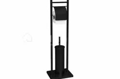 J-LINE Toiletrolhouder met toiletborstel zwart wc papier houder