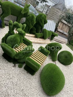 Tuinbeeld Kunstgras zittende leeuw Topiary