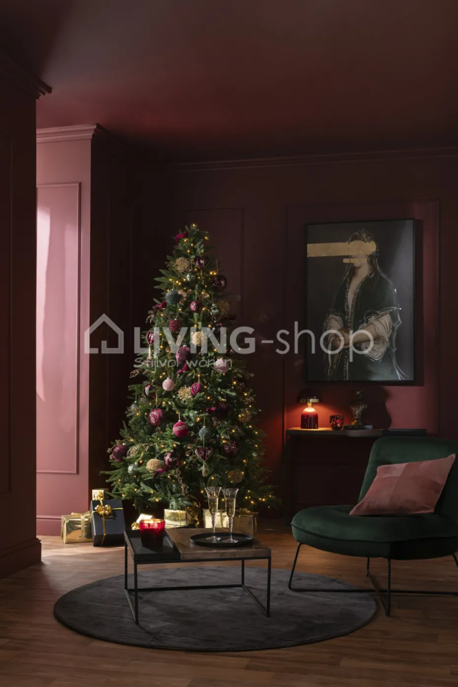J-LINE Valse kerstboom met Led Lichtjes Plastiek Groen