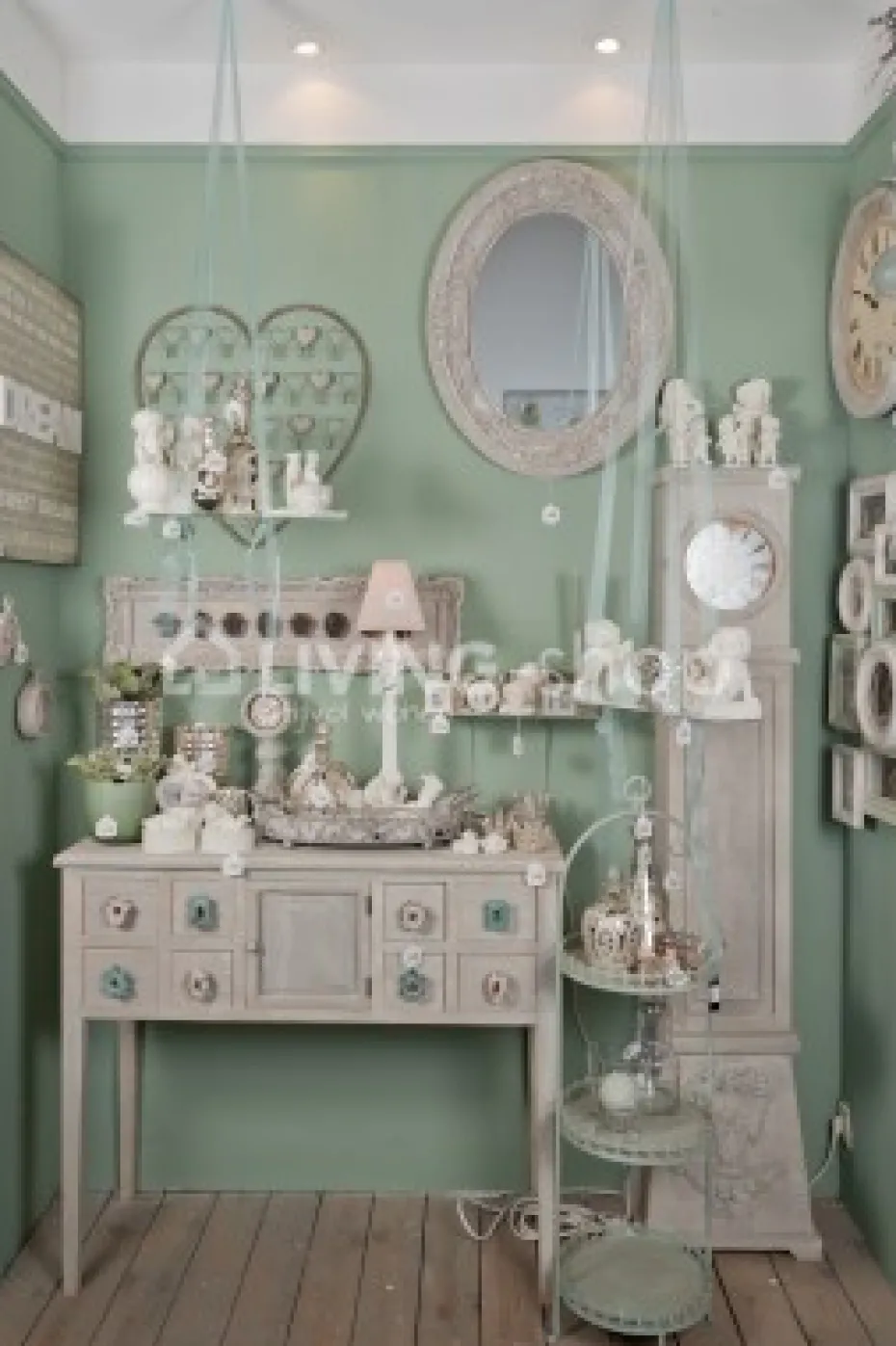 J-LINE Vintage cottage console mint commode, meubels