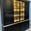 TIMELESS LIVING Vitrinekast 4 deurs teak zwart met LED verlichting van