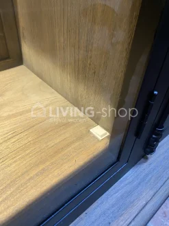 TIMELESS LIVING Vitrinekast 4 deurs teak zwart met LED verlichting van