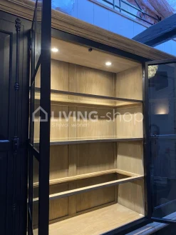 TIMELESS LIVING Vitrinekast 4 deurs teak zwart met LED verlichting van