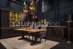 TIMELESS LIVING Vitrinekast 4 deurs teak zwart met LED verlichting van