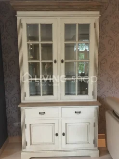 TIMELESS LIVING Vitrinekast crème met naturel top