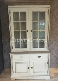 TIMELESS LIVING Vitrinekast crème met naturel top
