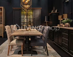 TIMELESS LIVING Vitrinekast zwart teak hout met LED verlichting van