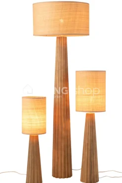 J-LINE Vloerlamp paraplu hout naturel