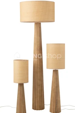 J-LINE Vloerlamp paraplu hout naturel