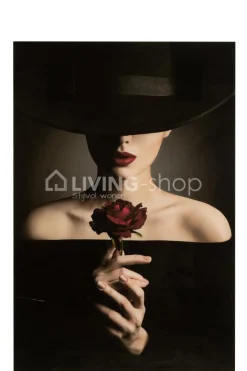 J-LINE Vrouw met Roos Wanddecoratie