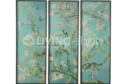 J-LINE Wanddecoratie 3 Panelen Takken met Vogeltjes