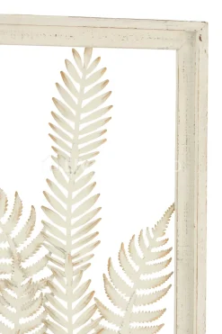 J-LINE Wanddecoratie kader planten bladeren metaal