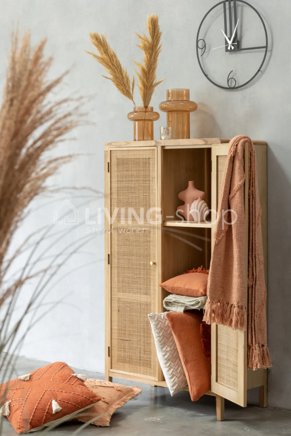 J-LINE Wandklok lijnen metaal small