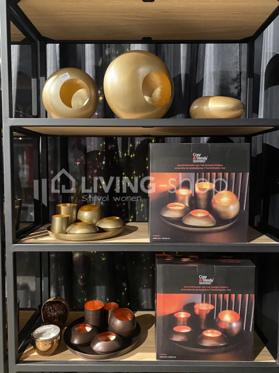 Cosy & Trendy Windlicht brass goud Noya theelichthouder