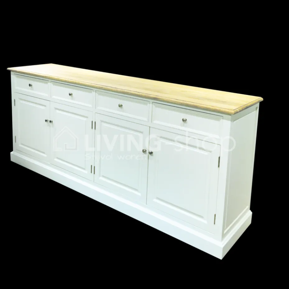 Wit eiken dressoir 4 deuren in landelijke stijl