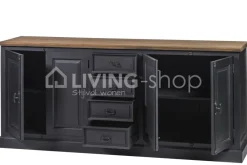 TIMELESS LIVING Zwart dressoir met naturel teak top
