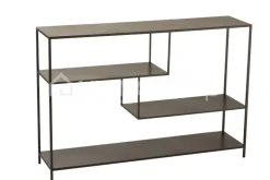 J-LINE Zwarte metalen wandtafel niveaus console