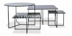 PR LIVING Zwarte salontafel rond metaal Modena 40X40X55H CM