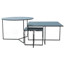 PR LIVING Zwarte salontafel rond metaal Modena 40X40X55H CM
